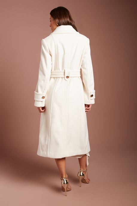 Structured Oversized Collar Belted Wrap Coat - Image 3