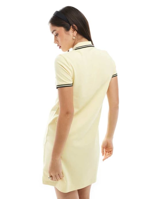 Fred Perry tvåfärgad polo klänning i gul/svart - Image 4