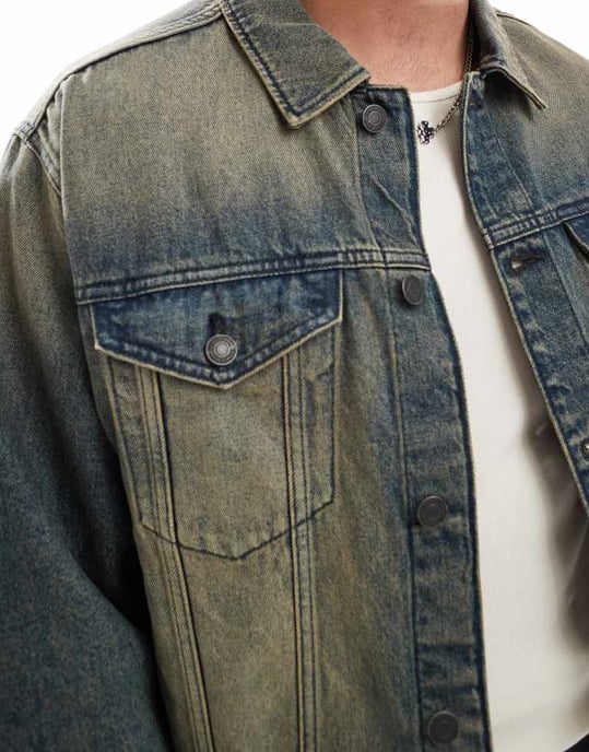 Cotton On grunge denimjacka i y2k tvättad blå - Image 2