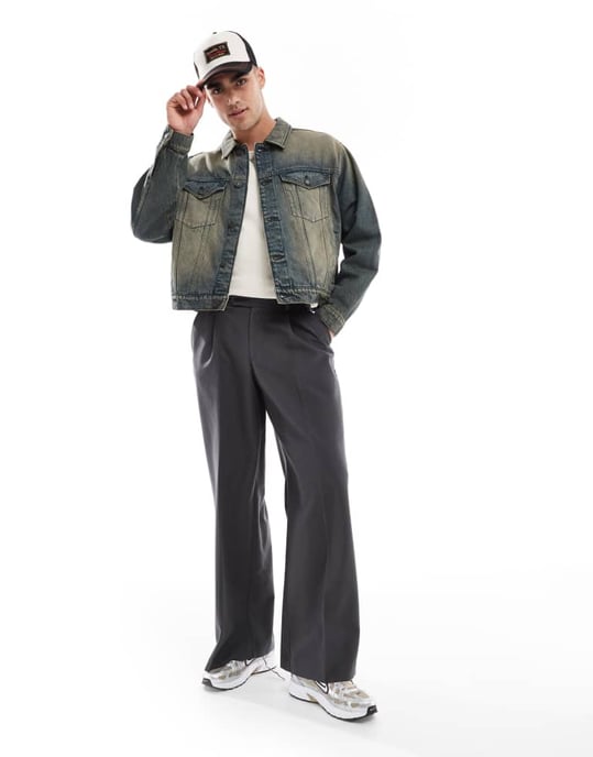 Cotton On grunge denimjacka i y2k tvättad blå - Image 4