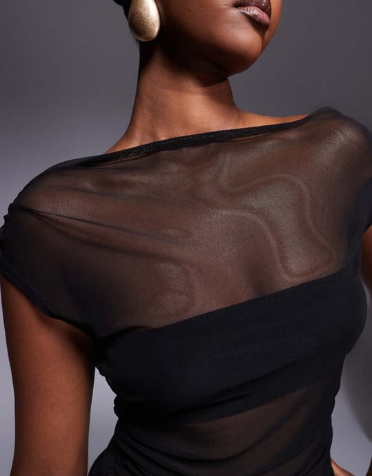 Missyempire nätpanel asymmetrisk topp i svart - Image 3