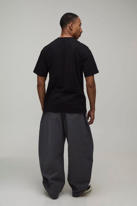 Elasticated Waist Balloon Fit Double Leg Pleat Detail Twill Trousers - Image 2
