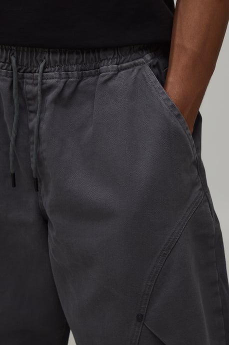 Elasticated Waist Balloon Fit Double Leg Pleat Detail Twill Trousers - Image 3