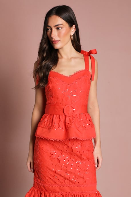 Sequin Lace Midi Dress - Image 2