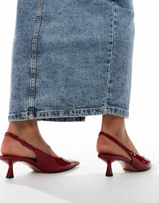 ASOS DESIGN Stroll slingback mid heeled shoes in red - Image 2