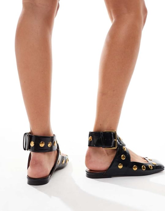 ASOS DESIGN Light studded ballet in black - Image 2