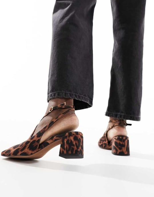 ASOS DESIGN Sawyer square toe block heeled mid shoes in leopard - Image 4