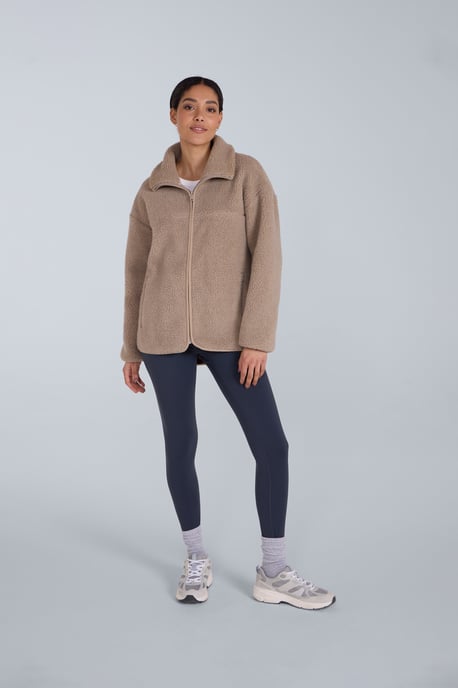 'Anna' Women's Fleece Sweater Full Zip Warm Cosy Jacket Beige - Image 2