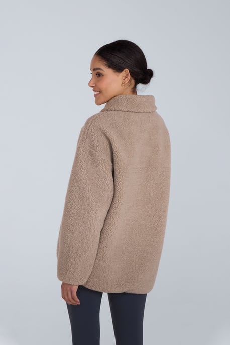 'Anna' Women's Fleece Sweater Full Zip Warm Cosy Jacket Beige - Image 4