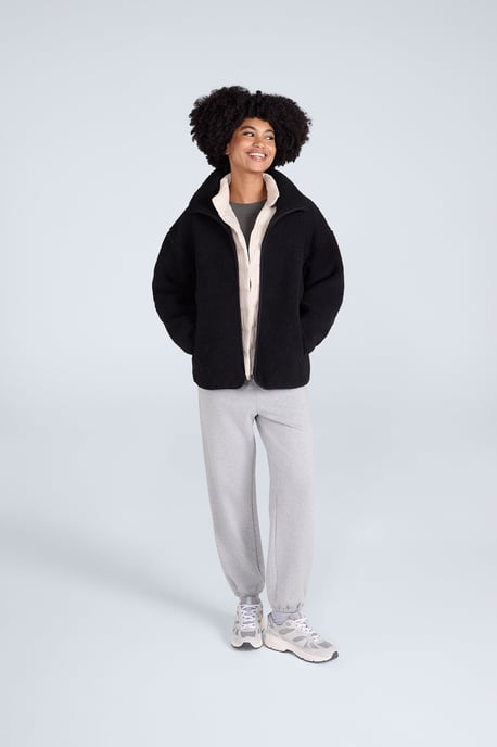 'Anna' Women's Fleece Sweater Full Zip Warm Cosy Jacket Black - Image 2