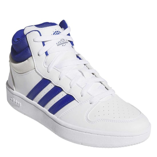 Men's adidas Hoops Mid Canvas Hi Top Sneakers in wht/blu/Orbgry - Image 3