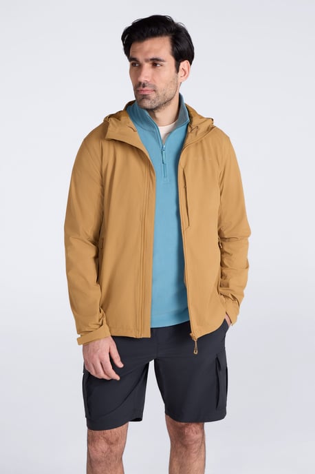 'Retreat' Men's Packable Softshell Jacket Water Resistant Coat Tan - Image 2