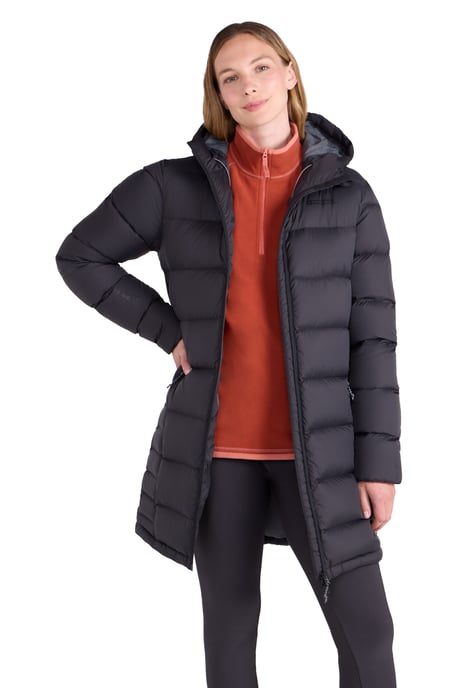 'Stratus' Women's Extreme Down Jacket Water Resistant Long Puffer Winter Coat Black - Image 1