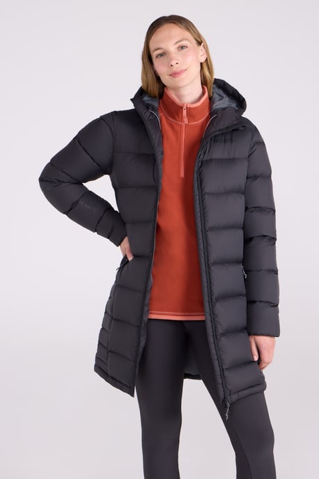 'Stratus' Women's Extreme Down Jacket Water Resistant Long Puffer Winter Coat Black - Image 2