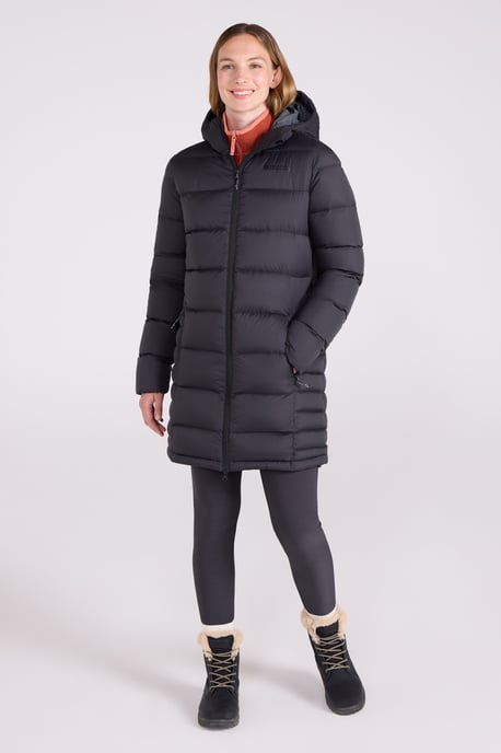 'Stratus' Women's Extreme Down Jacket Water Resistant Long Puffer Winter Coat Black - Image 3
