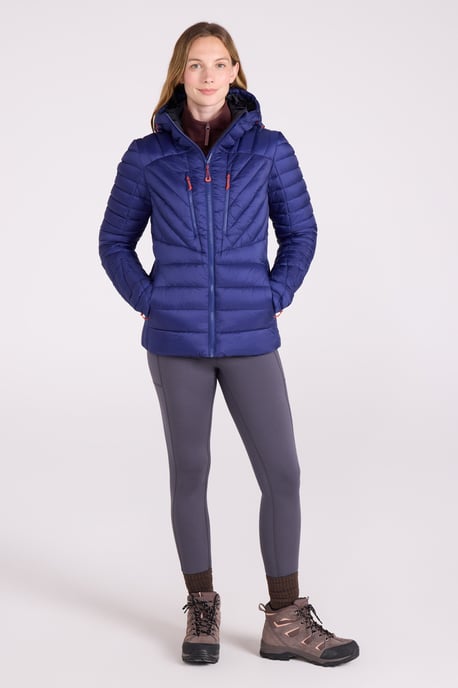 'Sky' Women's Padded Jacket with Chin Guard & Adjustable Hoodie Warm Coat Medium Blue - Image 3