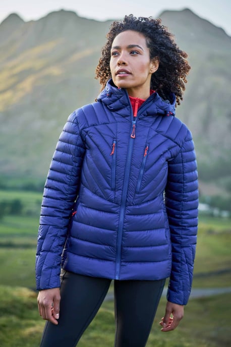 'Sky' Women's Padded Jacket with Chin Guard & Adjustable Hoodie Warm Coat Medium Blue - Image 5