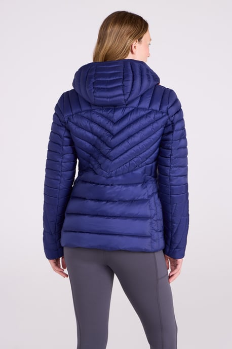 'Sky' Women's Padded Jacket with Chin Guard & Adjustable Hoodie Warm Coat Medium Blue - Image 6
