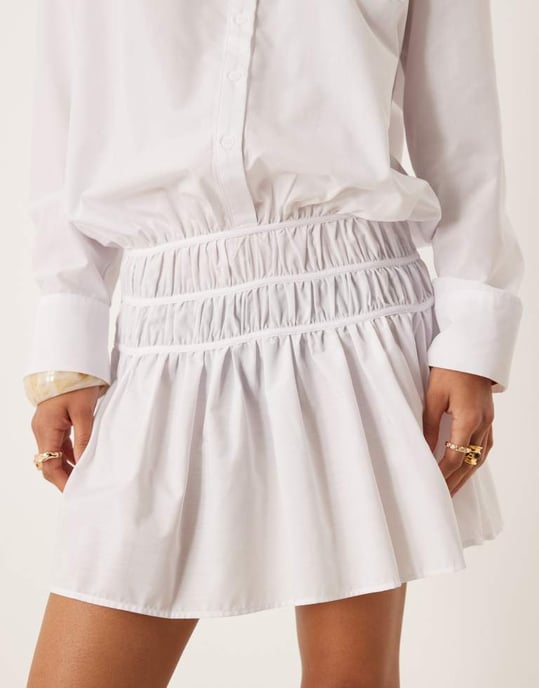 ASOS DESIGN blouson skjortklänning med låg midja i vitt - Image 3