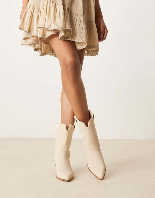 Glamorösa västerländska ankelboots i tvättad rosa - Image 2