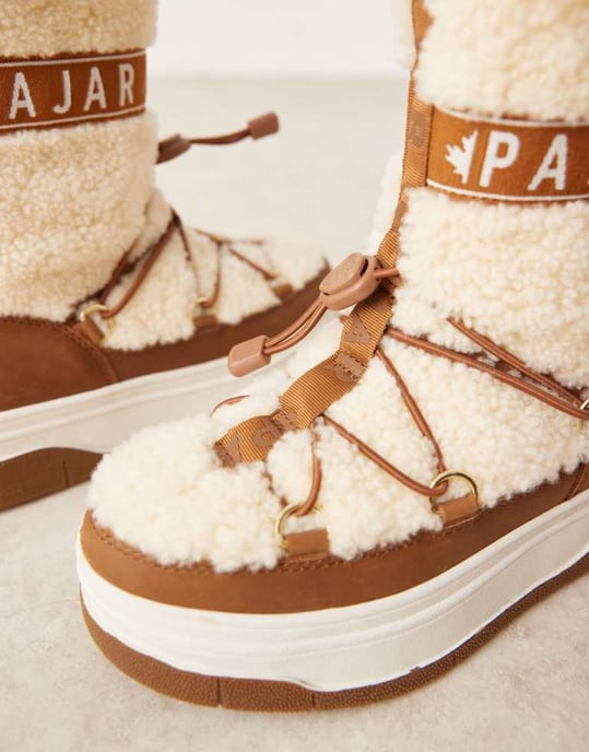 Pajar Janie höga snöboots i tan - Image 3