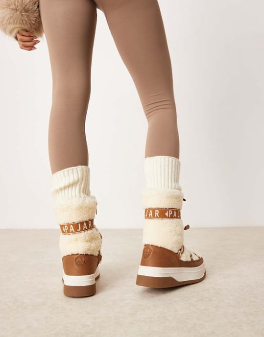 Pajar Janie höga snöboots i tan - Image 4