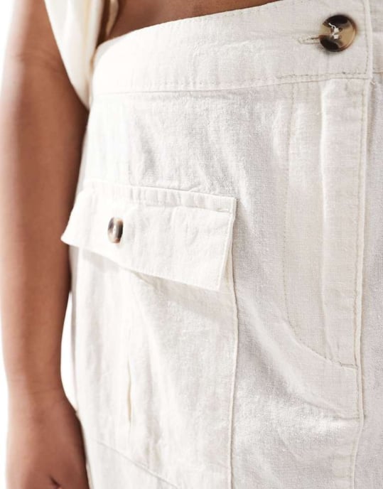 Vero Moda Curve linen midi skirt co-ord in off white - Image 3