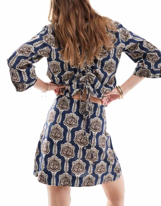 Object a-line mini skirt co-ord in vintage floral print - Image 3