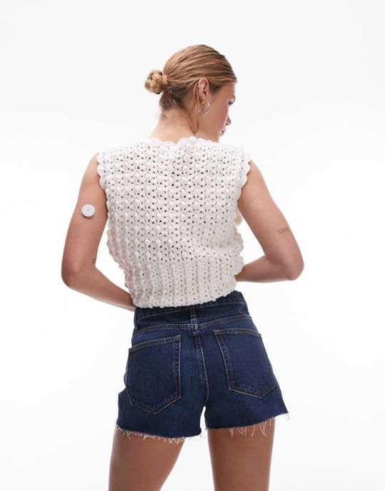 Topshop denim A-linje shorts i rik blå - Image 2