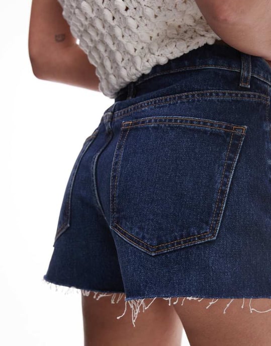 Topshop denim A-linje shorts i rik blå - Image 3