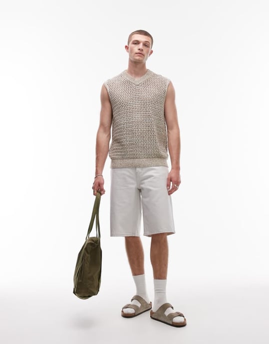 Topman denimbermuda i vitt - Image 1