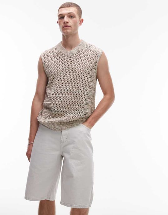 Topman denimbermuda i vitt - Image 2