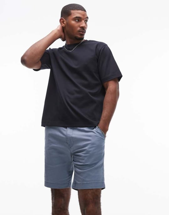 Levi's XX Chino raka bomulls- och linshorts i midblått - Image 1