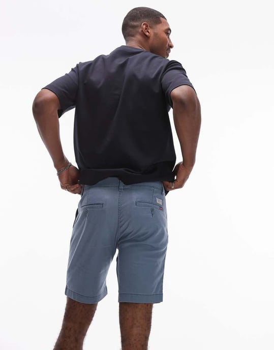Levi's XX Chino raka bomulls- och linshorts i midblått - Image 4