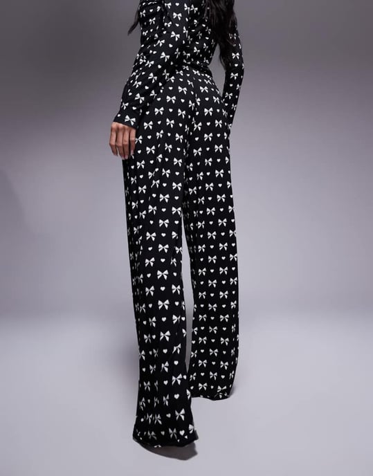 Kaiia exklusiva pyjamasbyxor set i svart och vitt bågtryck - Image 4