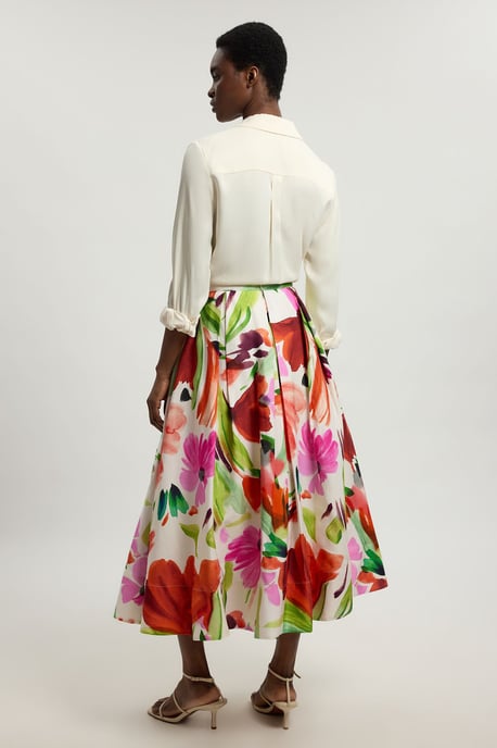 Viscose Linen Floral Print Woven Prom Skirt - Image 3