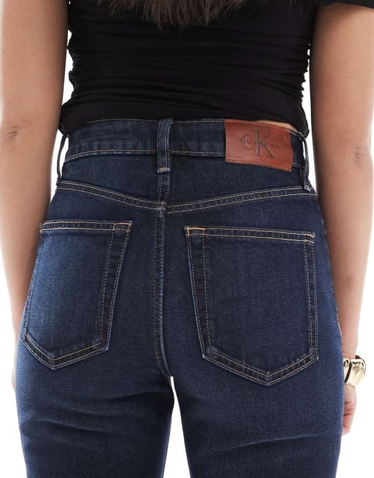 Calvin Klein Jeans hög midja raka jeans i indigo - Image 4