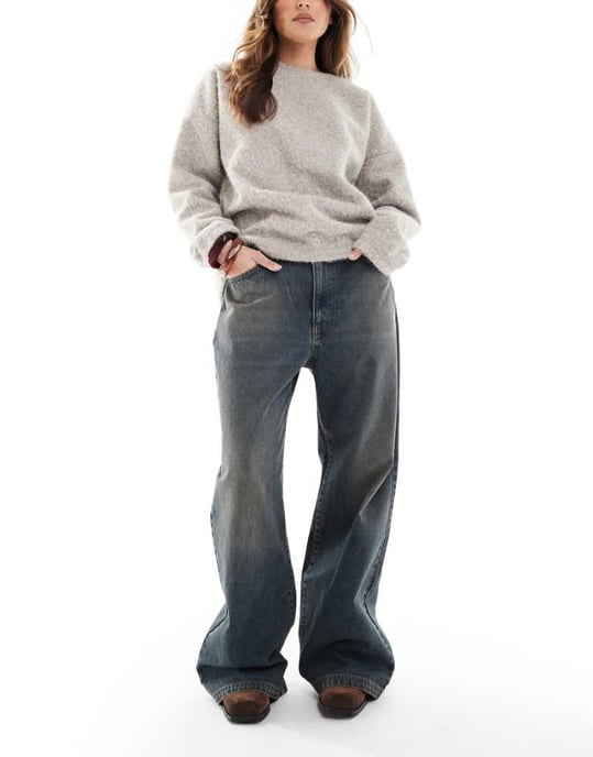 Cotton On super baggy lågt skurna jeans i rostblå - Image 1