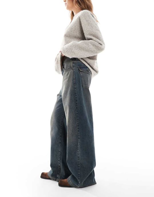 Cotton On super baggy lågt skurna jeans i rostblå - Image 2