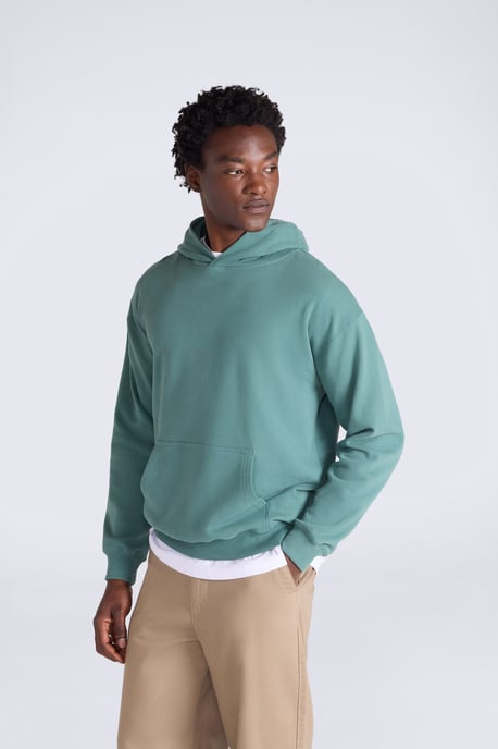 'Icon' Men's Logo Drop Shoulder Hoodie with Kangaroo Pocket Warm Sweatshirt Dark Green - Image 1