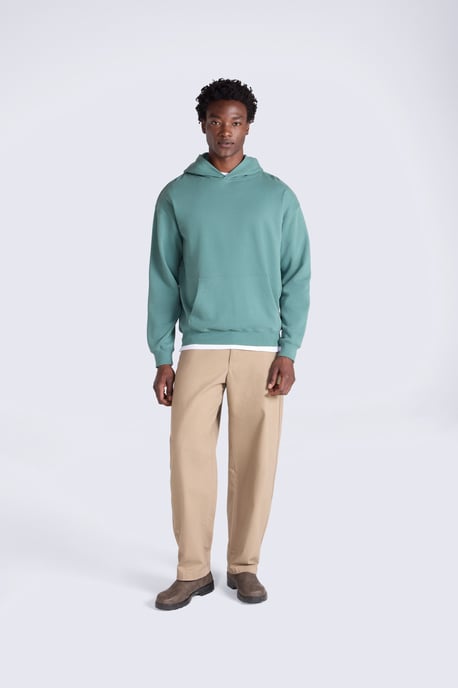 'Icon' Men's Logo Drop Shoulder Hoodie with Kangaroo Pocket Warm Sweatshirt Dark Green - Image 2