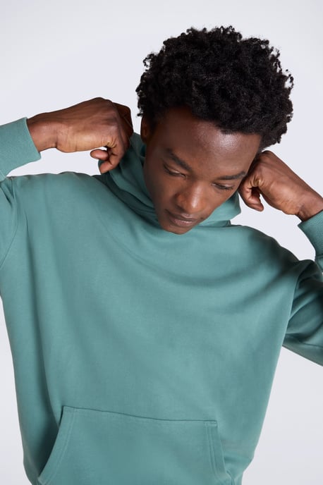 'Icon' Men's Logo Drop Shoulder Hoodie with Kangaroo Pocket Warm Sweatshirt Dark Green - Image 3