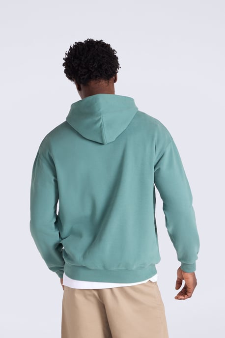 'Icon' Men's Logo Drop Shoulder Hoodie with Kangaroo Pocket Warm Sweatshirt Dark Green - Image 4