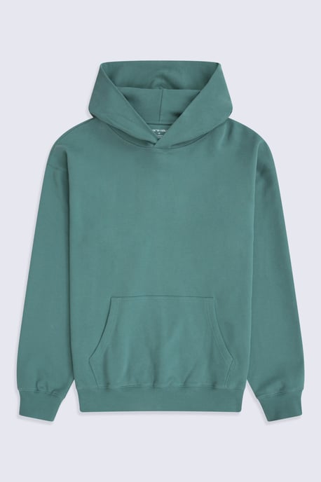 'Icon' Men's Logo Drop Shoulder Hoodie with Kangaroo Pocket Warm Sweatshirt Dark Green - Image 6