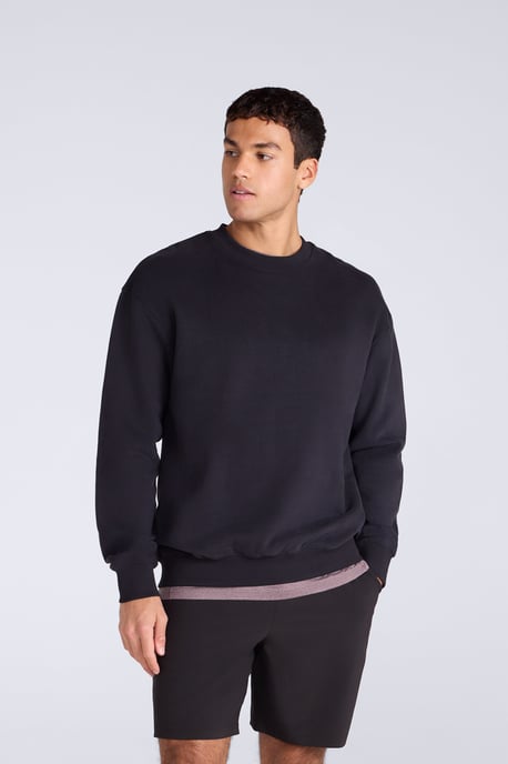 'Jonah' Men's Drop Shoulder Sweatshirt Casual Lightweight Cotton Pullover Jumper Black - Image 2