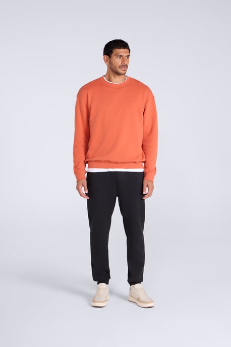 'Jonah' Men's Drop Shoulder Sweatshirt Casual Lightweight Cotton Pullover Jumper Rust - Image 2