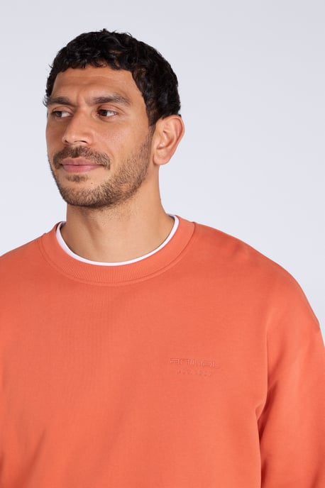 'Jonah' Men's Drop Shoulder Sweatshirt Casual Lightweight Cotton Pullover Jumper Rust - Image 3