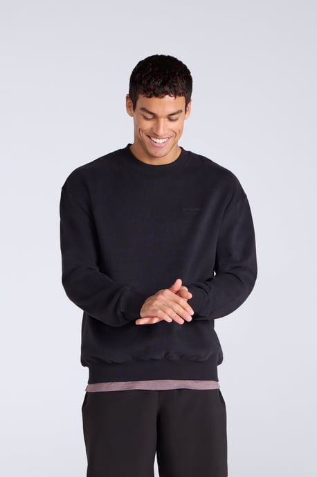 'Jonah' Men's Drop Shoulder Sweatshirt Casual Lightweight Cotton Pullover Jumper Black - Image 5