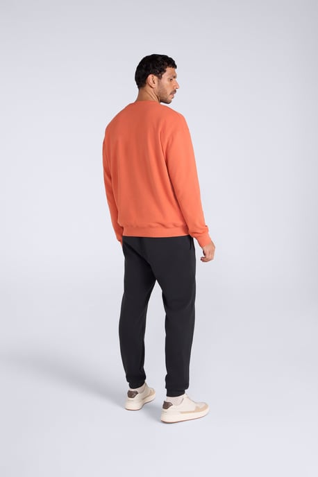 'Jonah' Men's Drop Shoulder Sweatshirt Casual Lightweight Cotton Pullover Jumper Rust - Image 5