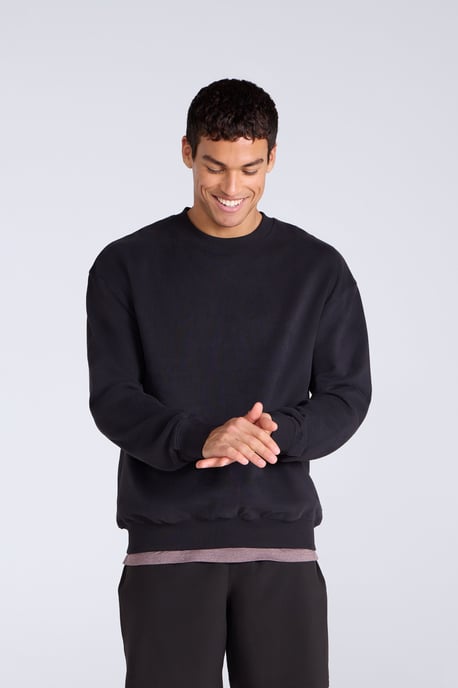 'Jonah' Men's Drop Shoulder Sweatshirt Casual Lightweight Cotton Pullover Jumper Black - Image 6